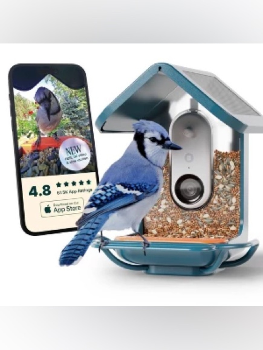 Birdbuddy Pro Solar Smart Bird Feeder + Perch Extender